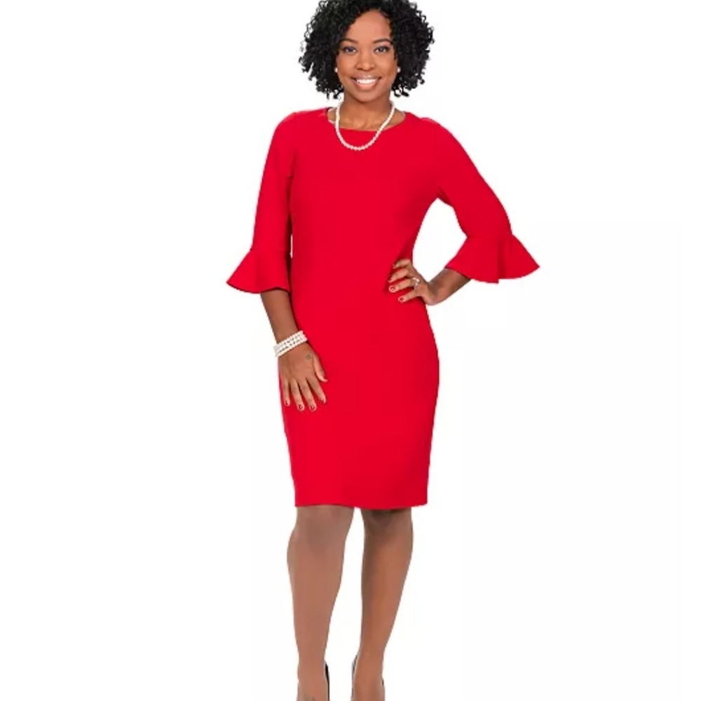 Red dress with Ruffle cuffs